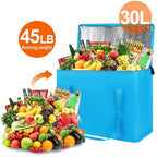 Bodaon 4-Pack Insulated Reusable Grocery Shopping Bag, X-Large Frozen Food Cold, Cooler Bags, Insulated Food Delivery Bag, Blue