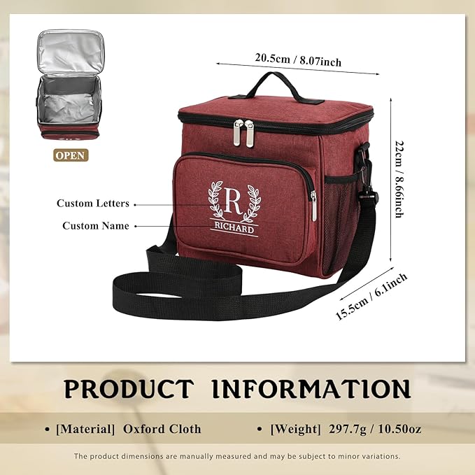 Personalized Insulated Cooler Bag, Custom Name Portable Insulated Camping Bag Suitable for Picnic Beach Hiking Travel