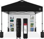 Best Choice Products 10x10ft Pop Up Canopy Tent with Sidewall, 1 Person 1 Minute Set Up, Carry Case, 4 Weight Bags - Black
