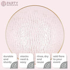 PARTY BARGAINS 13-Inch Charger Plates - 8 Pack, Hammered Pink Gold Rim, Heavy-Duty Disposable Chargers for Elegant Dining - Ideal for Weddings and Formal Events