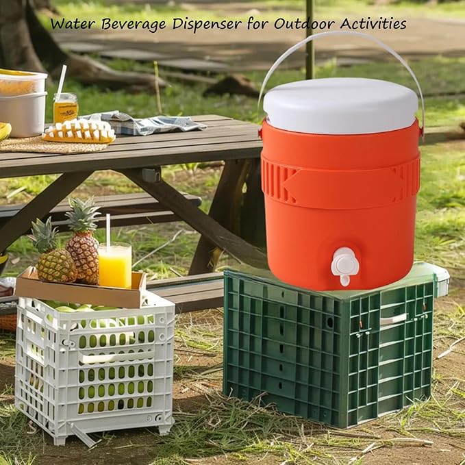 1 Gallon Portable Sports Cooler Water Drink Beverage Dispenser, Insulated Cooler Water Drink Dispenser with Spout Handle, Water Jug Cooler Dispenser for Outdoor Activities Fishing Camping (Orange)