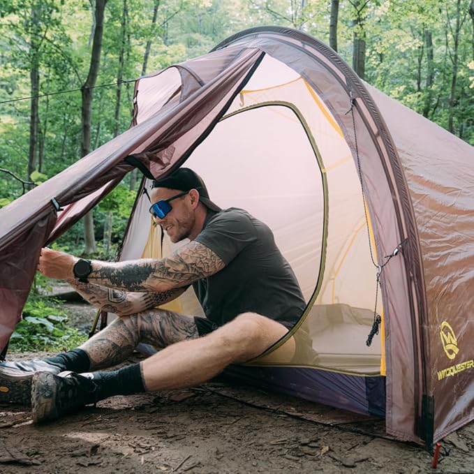 Gale Lite 2 Ultralight 2-Person Tunnel Tent – 2.89 lb, Double Silicone-Coated Fabric, Compact 3-Season Backpacking Shelter – Wine Brown