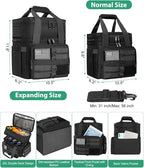 Tactical Lunch Box for Men, Large Insulated Lunch Bag for Adult, Heavy Duty Double Deck Expandable Lunch Cooler Bag with American Flag, Leakproof Soft Lunch Pail for Work Office Camping - Black