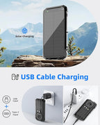 Solar Power Bank 20000mAh, 15W Wireless Fast Charger with 3 Built-in Cables, USB-C Output Portable Battery Pack, Dual Flashlights Power Bank for iPhone 17 16 15 14, Samsung Galaxy, Camping