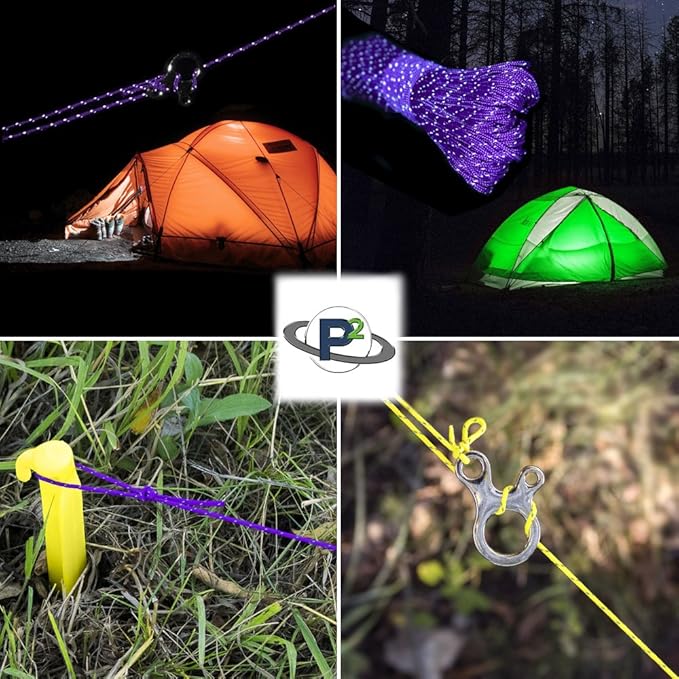 Paracord Planet 1.8mm Fluorescent Reflective Guyline Tent Rope Cord Camping Paracord