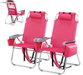 VINGLI Tall Beach Chair 2 Pack Lightweight, Backpack Beach Chair for Adults with 5-Position, Cooler Bag, Cup Holders, Towel Bar, Lightweight Folding Beach Camping Chairs