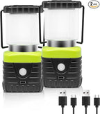 2PCS 6500K White Light LED Camping Lantern Rechargeable 1000LM, 4500mAh Power Bank, Flashlight for Hurricane Emergency, Hiking, IP44 Waterproof Lantern(Black)