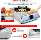 Propane Gas Cooktop，Single Burner Gas Stove Stainless Steel Portable Gas Stove，Auto Ignition Camping Single Burner LPGfor RV, Apartments, Outdoor