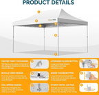 Hoteel 10x15 Pop Up Canopy Tent Heavy Duty Without Sidewalls, Waterproof Party Tent, Easy Set-up Commercial Instant Tents with Roller Bag & Sandbags, Hexagonal Leg (1-Year Warranty)