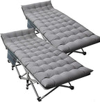 DoCred Oversized XXL Folding Camping Cot with Mattress, 2 Pack Heavy Duty Sleeping Cot Bed Portable Adults Outdoor Bed with Carry Bag, Travel Camp Cots