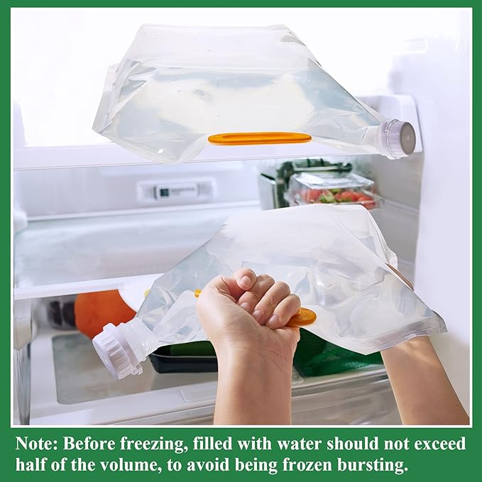 Tessco for you 36 Pcs 1.3 Gallon Collapsible Water Storage Bag Water Container Emergency Jug Plastic Storage Pouch Freezable Carrier Tank Foldable Bottle for Outdoor Sport Camping (Clear)