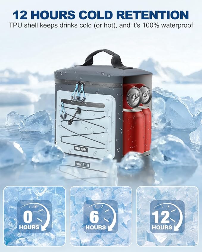 Cooler Bag, 7/16/30 Can Soft Sided Small Portable Insulated Cooling Pack, Everyday Lunch Cooler, Leakproof Ice Chest for Beach, Camping, Travel, Picnic