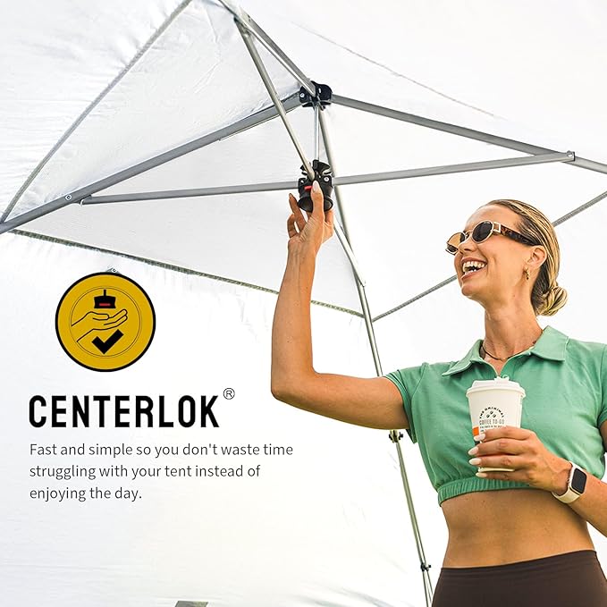 CROWN SHADES 10X10 Comercial Instant Canopy Pop Up Tent with Center Lock, 300D Fabric, 4 Sidewalls, Sto'N Go Bag, Forest Green