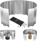 Navaris Foldable Camping Cooking Windshield 16pcs - Portable Camp Stove Windscreen Enhances Efficiency - Durable Aluminum Grill Wind Shield Blocker for Picnics BBQ & Backpacking