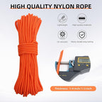 Nylon Rope, 1/4 inch 50FT Nylon Poly Rope Utility Cord Strong Polyester for Camping, Hiking, Clothesline, Tie, Flag Pole, Marine, Swing Outdoor & Indoor (6mm Orange)