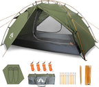 Night Cat Backpacking Tents with 2 Pack Inflatable Sleeping Pad for 2 Persons Outdoors Easy Clip Setup Tent Camping Combo Set