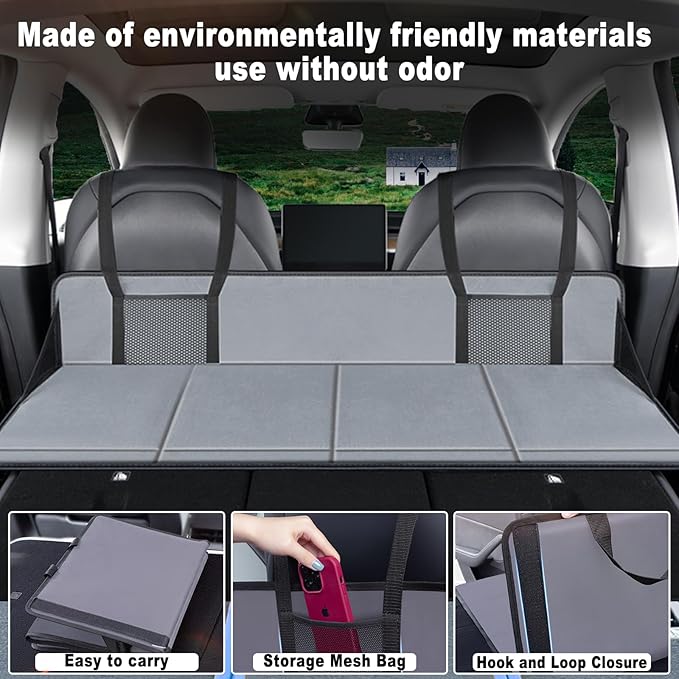 Car Rear Seat Mattress Extension Plate, Portable Mattress for Sleeping, Foldable Back Seat Extender, Increase Travel Trunk Space and Car Bed Camping Space for SUV/Model Y/3