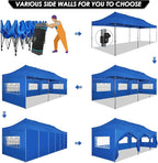 COBIZI 10x30 Pop up Canopy with 8 Removeable Sidewalls, Heavy Duty Party Tents for Parties, Events and Weddings, UPF 50+ Waterproof Commercial Tent with Roller Bag, Blue (Windproof Upgraded)