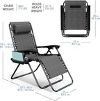 Nestl Zero Gravity Chairs Set of 2, Patio Lounge Chair Outdoor with Pillows & Cup Holder Trays, Adjustable Steel Mesh Reclining Camping Chair, Folding Patio Lawn Chair for Deck, Beach, Yard - Grey