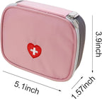 Portable Mini First Aid Pouch, Empty Travel Medicine Bag Double Zippers Handy Pills Pocket for Travel Home, Small Size (Pink)