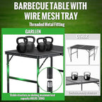 GARLLEN Folding Grill Table, 2-Height Adjustable Folding Camping Table with Heat-Resistant Wider Tabletop, Portable Aluminum Outdoor Tables for BBQ, Camping, Picnic, 35" L x 21.65" W, Black