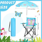 Kids Beach Chair with Umbrella Child Folding Chair Umbrella with Universal Clamp for Children Beach Camping Patio Garden Outdoor Lawn Pool Travel Indoor