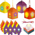 12 Sets Spring Floral Flower Craft with LED Lights Colorful Flower Tissue Paper Crafts Kits DIY Hanging Suncatchers Lanterns Kits for Window Decor Spring Summer Favors Home Activities