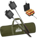Mountain Pie Maker Cast Iron Set of 2 - Pie Irons for Camping with Storage Bag, Campfire Sandwich Maker Cast Iron