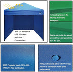 10'x10' Pop Up Canopy Tent Commercial Instant Shelter, with 4 Removable Zippered Side Walls and Heavy Duty Roller Bag, 4 Sand Bags Lake Blue