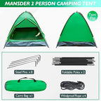 2 Person Camping Dome Tent,Waterproof Lightweight Portable Tents for Outdoor Camping Hiking Travel