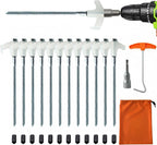 16-Pack Heavy Duty Screw-in Tent Stakes with Drill Adapter – 8 Inch Ground Anchors for Camping, Canopy, Gazebo, Awnings & Outdoor Accessories