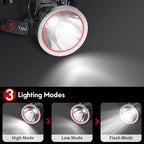 High Power Rechargeable LED Headlamp,IPX4 Waterproof Head Light with Charger,Super Long Lasting Hunting Lamp for Running,Fishing,Camping,Outdoor,Storm Power Outage（Yellow Light）