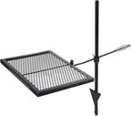 Lineslife Swivel Campfire Grill Grate, Adjustable Heavy Duty Steel Fire Pit Grill Grate Over Fire Pit, Open Fire Grill with Carrying Bag for Outdoor Cooking Camping, Rectangle Black