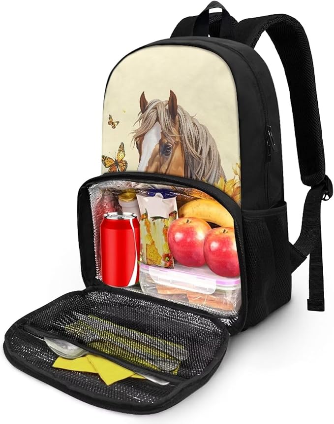 Sunflower Horse Extra Large Travel Laptop Backpack Reusable School Business Work All In One Meal Bag Hiking Insulated Cooler Lunch Backpack for Men Women
