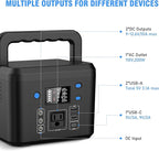 200W Portable Power Station, Powkey 120Wh/33,000mAh Power Bank with AC Outlet, 110V 6 Outputs Solar Generator External Battery Pack with LED Light for Home Use and Outdoor Camping