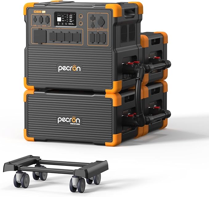 PECRON 15.36kWh Portable Power Station, E3800 LFP with 3 Extra Batteries, 4200W Solar Generator, LiFePO4 Battery Backup Power Station, Fast Charging for Home Emergency, Camping, RV & Off-Grid Living