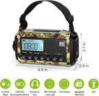 Raynic Weather Radio, 12000mAh Hand Crank Emergency Radio, 6 Ways Powered AM/FM/SW/NOAA Weather Alert Radio with Flashlight, Cell Phone Charger and SOS Siren for Power Outages (Camo-Green-LCD Display)