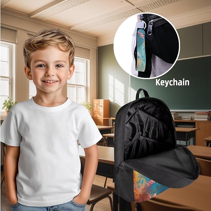 Backpack and Lunch Box Set Boys Shark Backpack 3 Piece Lightweight Backpacks Travel Bookbag for Kids Mochilas Escolares Para Niños Kindergarten Elementary Middle with Wrist Strap Keychain