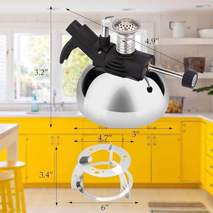 Portable Butane Burner, Butane Stove for Siphon Coffee Maker, Adjustable Flame, Gas Refillable Camping Burner with Furnace Stand for Cooking Camping and Lab