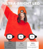 Unisex LED Beanie with Light, Rechargeable Headlamp Hat, Stocking Stuffers Christmas Gifts for Men, Warm Knitted Cap White Elephant Gifts for Dad Adults Teens Men Women Him