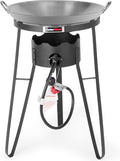 Outdoor Cooker with Iron Wok and Propane Burner, 54,000 BTU High-Pressure Gas Stove for Backyard BBQ, Tailgating & Outdoor Cooking