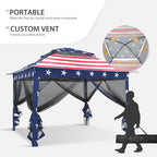 COOS BAY 11x11 Pop Up Gazebo with Mesh Netting, Instant Outdoor Canopy Tent, Water Resistant Shelter with UPF 50+ UV Protection, 121 Sq Ft Coverage, American Flag