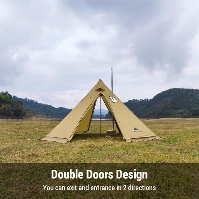 4-6 Person Teepee Hot Tent with Stove Jack Camping Pyramid Teepee Tent for Camping Backpacking Hiking