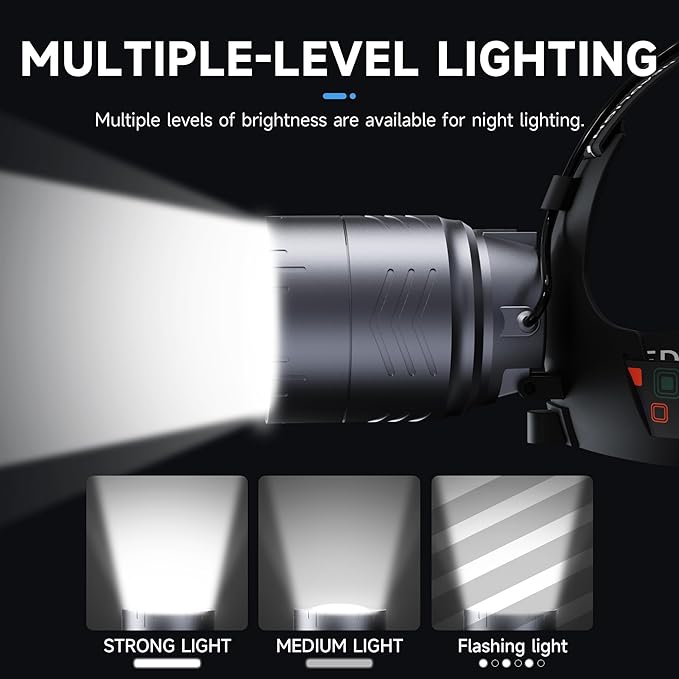 LED Headlamp Separate Design Outdoor Headlamp Waterproof Rechargeable Long Range Headlamp Suitable for Camping Hiking Fishing Hunting