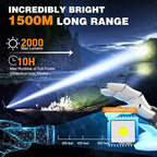 Hoxida Small Tactical Flashlights High Lumens - 1500 Meters Long Beam Super Bright LED Magnetic Flashlight USB Rechargeable Zoomable 5Modes Long Beam Spotlight Flashlight for Hiking, Camping-Blue
