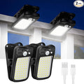 Tryme Clip on Solar Lights Outdoor Motion Sensor Lights 60 LEDs, 3 Modes, Dual Charging, Portable Waterproof Security Light for Fence, Deck, Camping, Grill (2 Pack)