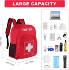 First Aid Backpack Empty, Red Waterproof Emergency Backpack, Portable Large Capacity Empty Medical First Aid Bag for Car Home Office Outdoor Travel Hiking Camping
