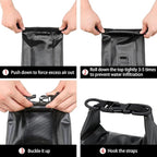 Boat First Aid Kit Waterproof, WELL-STRONG Marine Emergency Kit with Roll Top Dry Bag for Boating Fishing Kayaking – Water-Resistant Contents for Camping & Beach（Black）