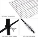 REDCAMP Swivel Campfire Grill Heavy Duty Stainless Steel Grate, Over Fire Camp Grill with Carrying Bag for Open Flame Cooking