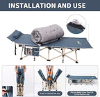 Nice C Heated Cot with Battery, Heated Camping Cots with Cushion, Folding Cots with Mattress for Adults, with Pillow, Carry Bag & Storage Pocket, Extra Wide Sturdy, Holds Up to 500 Lbs (1 Pack Navy)